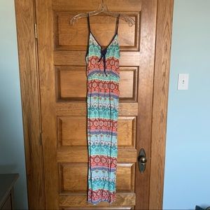 Boutique Beach Maxi Dress Bright Pattern